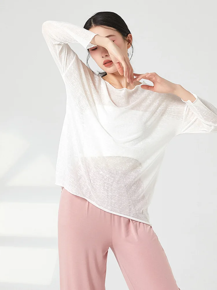 T-shirt a maniche lunghe per costume da ballo moderno allentato, compleanno, per le donne, festa, abiti latini, tinta unita, strada, jazz, notte