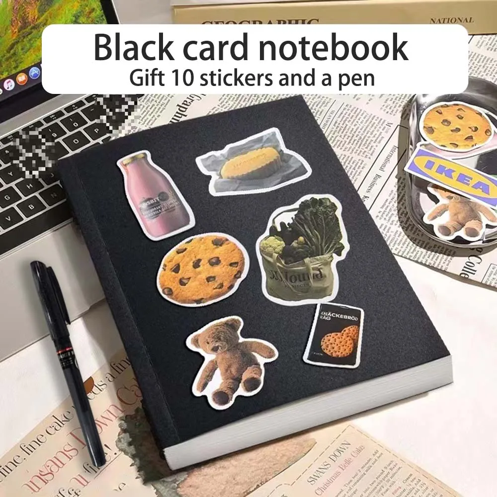 Thickened notebook, large blank inner pages, student draft notebook, notepad, free 10 stickers and a gel pen