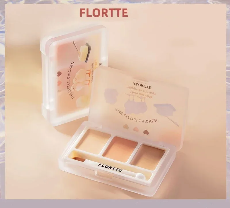 

FLORTTE 3 Colors Cute Animal Series Concealer Palette Cove Concealer Cream Brighten Lasting Moisturizing Beauty