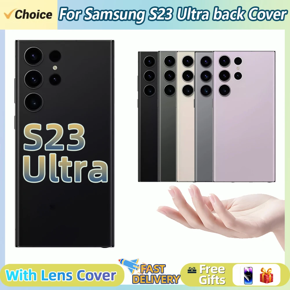 Image of Für Samsung Galaxy S23Ultra/S23U Akku-Rückabdeckung 3D-Glaspanel Rückseitige Gehäuseabdeckung Kameralinse Ersatz