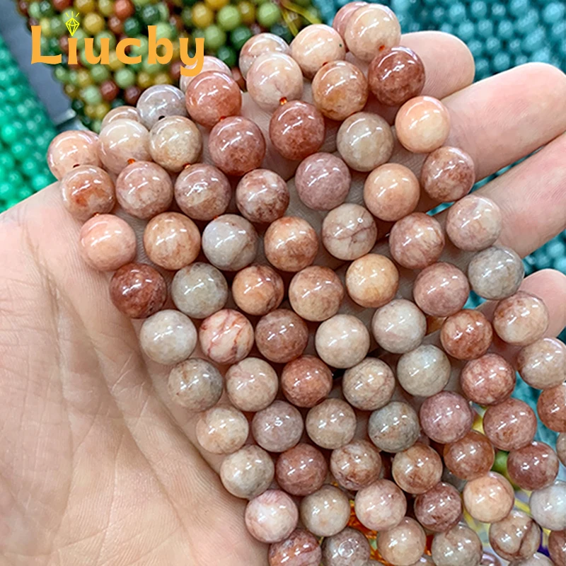 Naturally Imitation Sun Stone Red yellow Smooth Round Beads for Jewelry Making DIY Earrings Bracelet 15