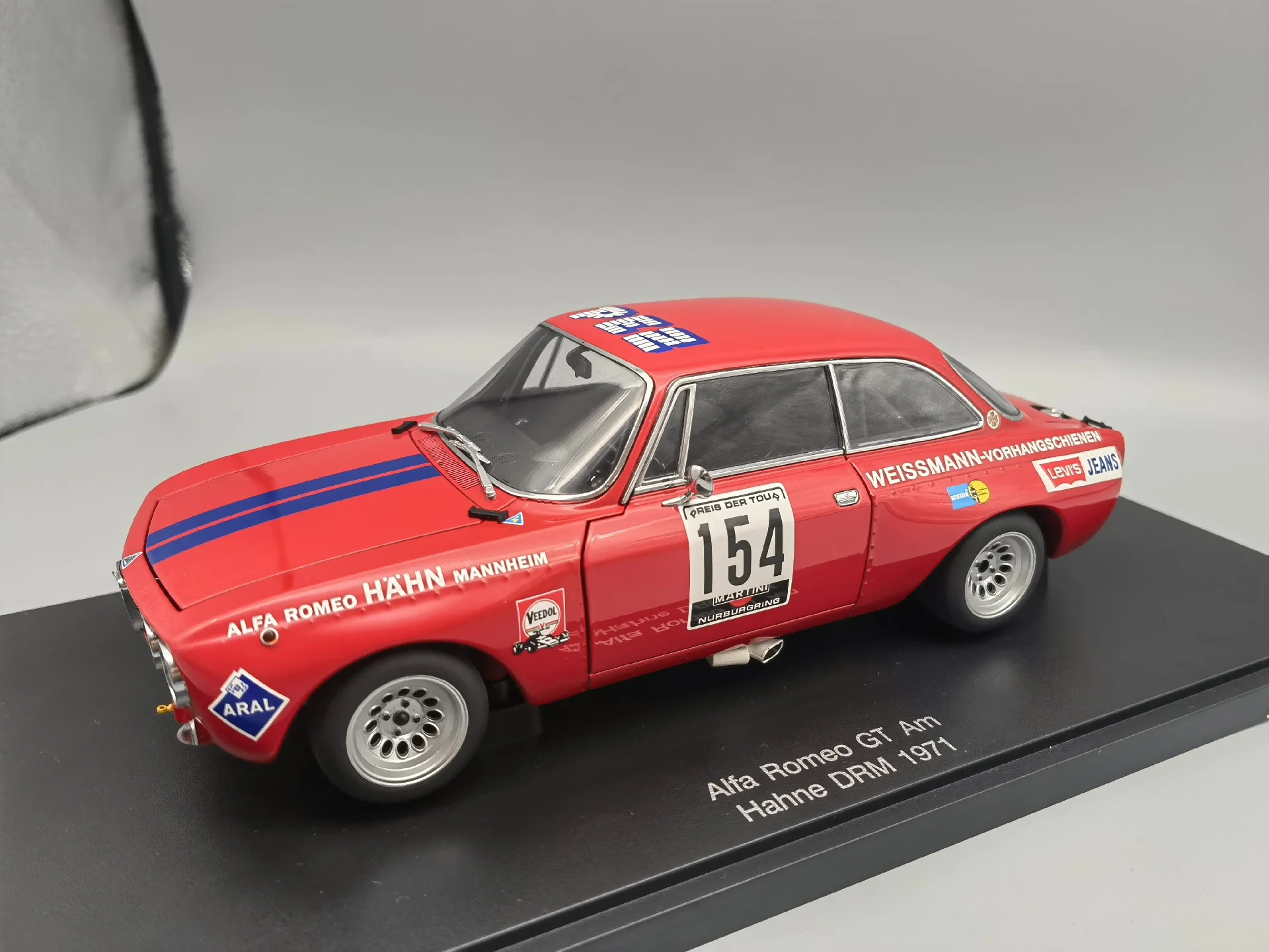 Autoart 1:18 Alfa GIULIA GTAm Hahne DRM 1971 #154 Simulation Limited Edition All Open Alloy Metal Static Car Model Toy Gift
