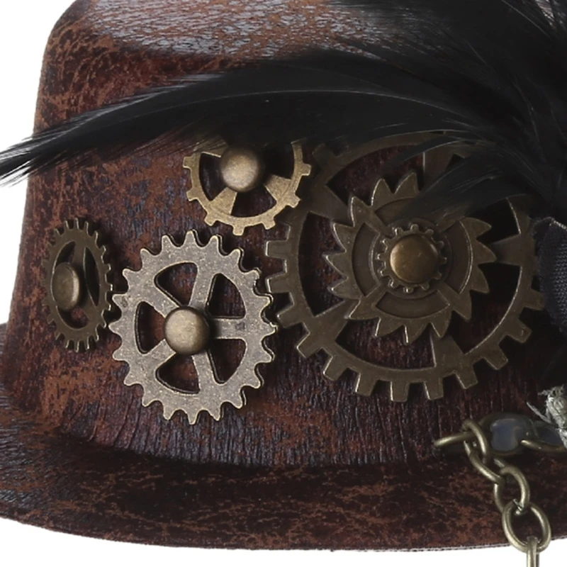 Steampunk Victorian Gears Mini Top Hat Gothic Cap Hair Clip Bowler for Women Halloween Photography Costume Accessories