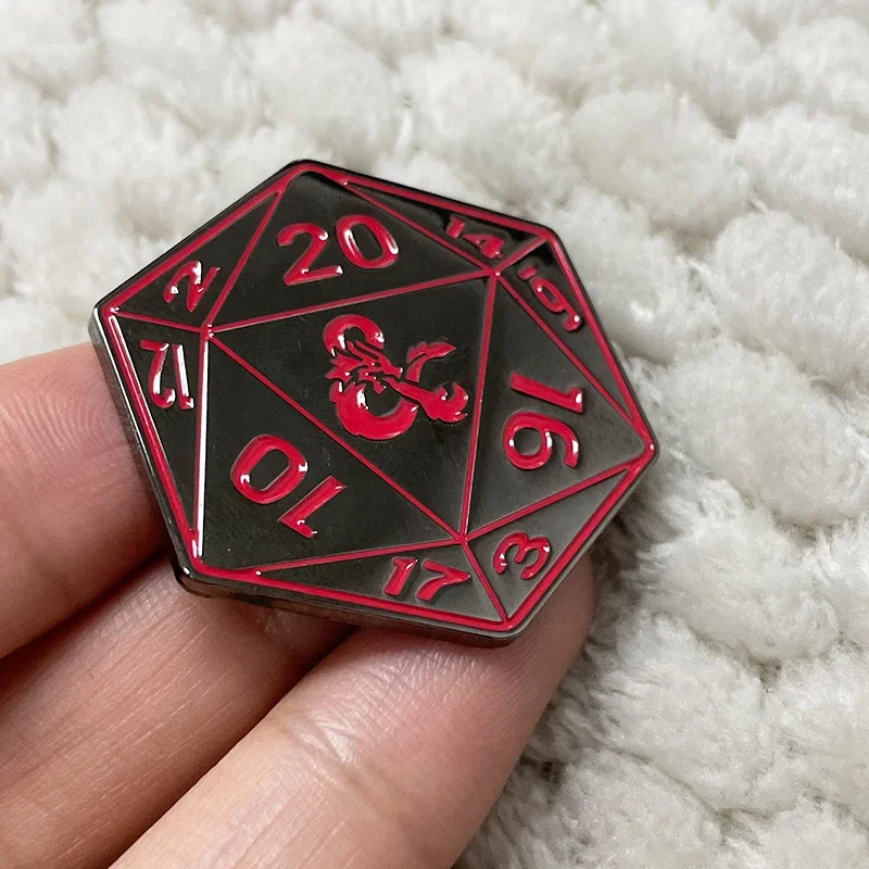 D&D D20 Dice Enamel Pin RPG Gamer Jewelry Geek Nerdy Gift