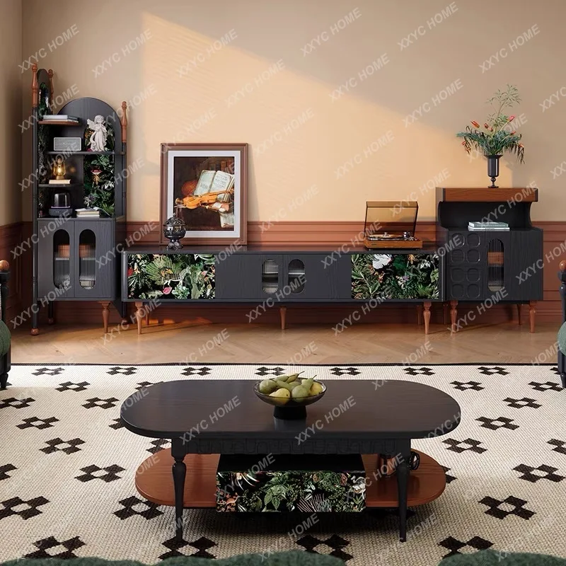 

Винтажный комбинированный шкаф для телевизора из массива дерева, журнальный столик, комод для гостиной, спальни, шкаф для хранения вещей