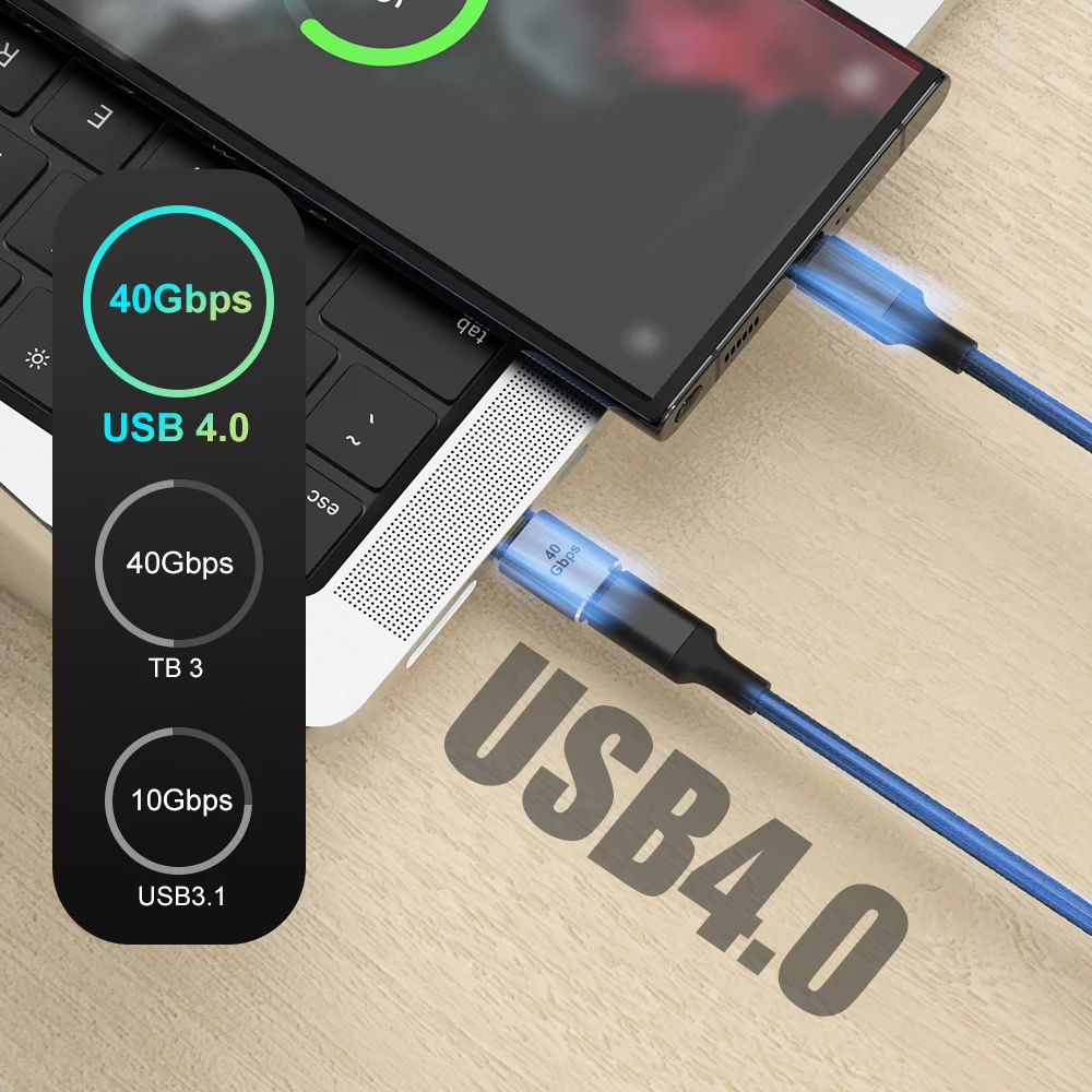 Adaptador USB Tipo-C OTG, Conversor de Carregamento Rápido para Tablet, Telefone, Laptop, Notebook, 40Gbps Data Transfer, 5A, 100W, 2Pcs