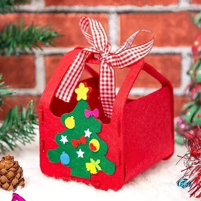 Confezione regalo di Natale fai-da-te Borsa per caramelle Borsa per giocattoli artigianali fatta a mano per bambini Kit di materiali per decorazioni natalizie Giocattoli educativi per bambini