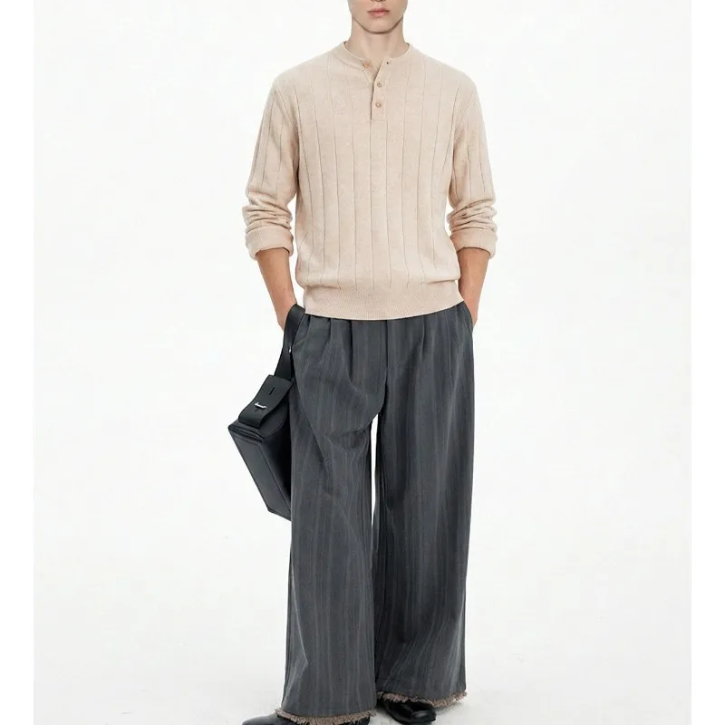 American Retro Semi-open Fabric Spring and Autumn Cleanfit Casual Long-sleeved Knitted