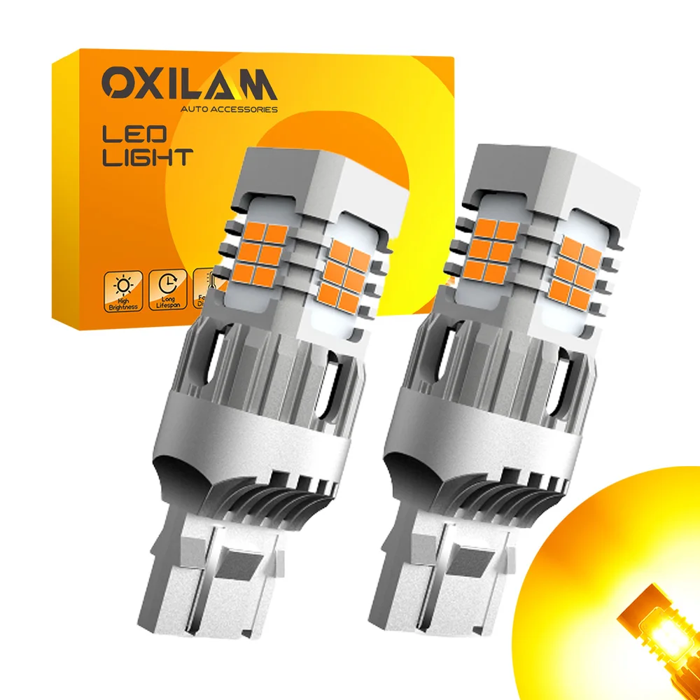 OXILAM 2Pcs T20 LED No Hyper Flash WY21W W21W 7440 7444NA LED Bulb Canbus Error Free Signal Lamp 3020 SMD Car Light Amber Yellow