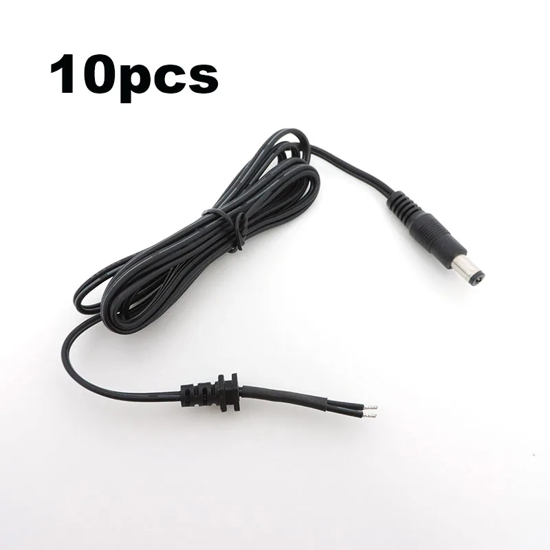 10pcs Power Adapter supply Cord DC Male Plug 2pin DC wire Cable 5.5*2.1mm Output for cctv camera laptop charger 150cm repair L1