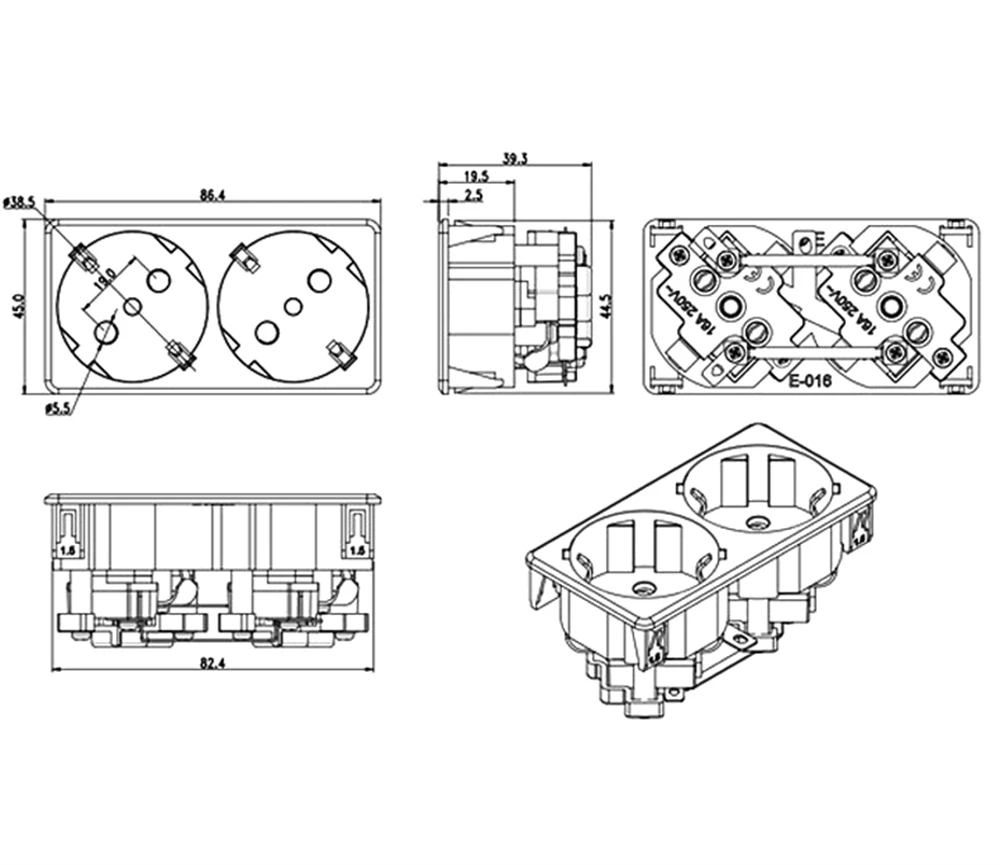 الاتحاد الأوروبي الأوروبي مقبس الطاقة القياسية التوصيل مزدوج 2 مجموعة لوحة 16A ، مقبس الطاقة المقبس الإيطالي مقبس الحائط الأوروبي ألمانيا الكورية