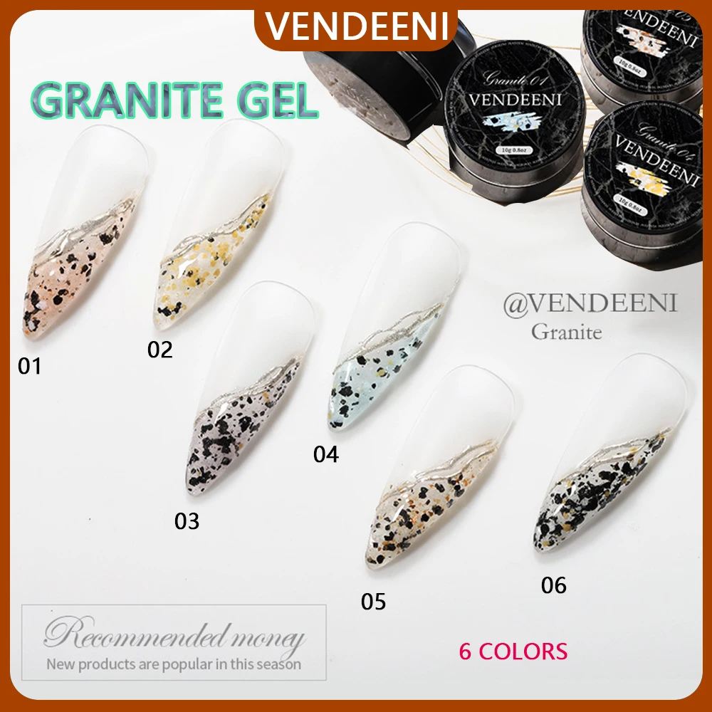 

Vendeeni 10g Granite Art Gel Nail Polish Soak Off UV LED Sequins Gel Nail Polish For Manicure Lacquer Varnish 6 Colors