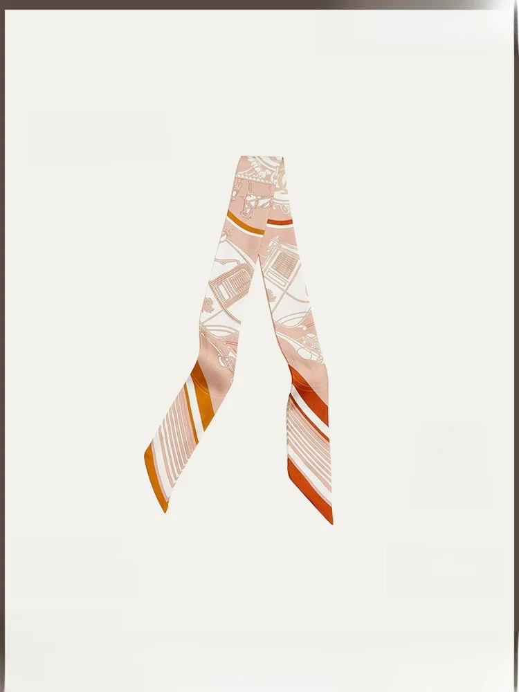 絶妙な手作りのシルクスカーフ、図書館の印章デザイン入り、エルメスの結び方にも使えるネックスカーフ、本物のシルクヘアタイ、ユニセックス