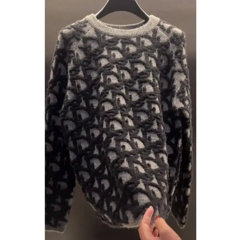 

Autumn and Winter Men's Sweater New American Round Neck Letter Warm Long Sleeve Casual Fashion Versatile Knitted Men's Top