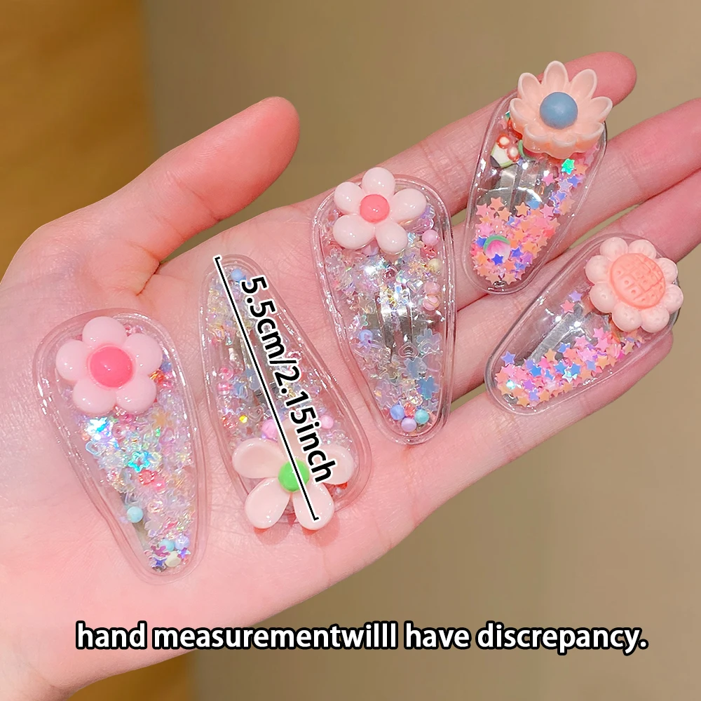 10/20-Piece Random Flower Glitter Clips: Cute Style, Gift for Friends & Kids