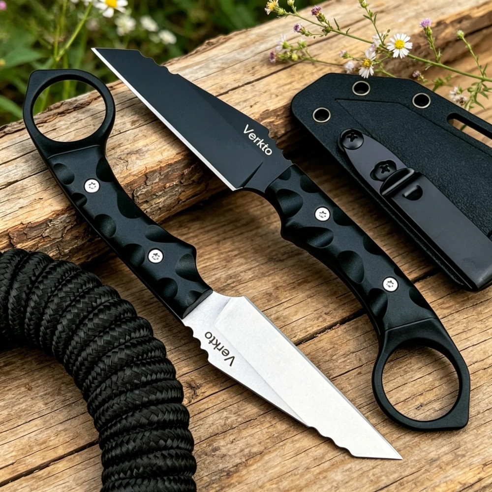 

Nylon Fiber Handle Camping Portable Handmade Knives with K Sheath High-quality Outdoor Hiking Travel Straight Knife with Sheath