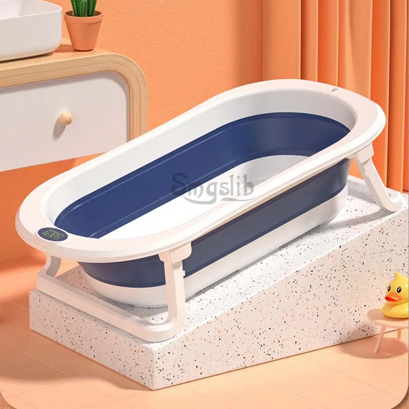 Foldable Baby Bathtub With Thermometer Bath and Shower Baby Bathtubs Bath Tub Bath Bucket Folding Bath Children Folding Bathtub