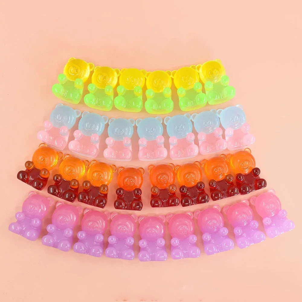 New Kawaii Mini 3D Gradient Bear Candy Decoden Resin Items Flatbacks Accessories Figurine Planar Diy Craft Dollhouse Miniature