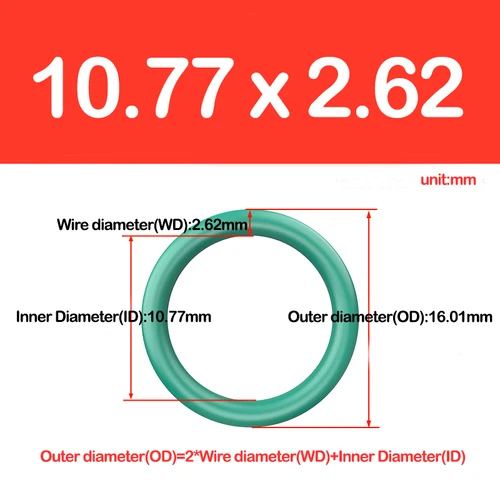 Imagen 2 del producto CS 2,62 mm, diámetro del cable 2,62 mm, junta tórica verde FKM juntas de aceite arandela de combustible, juntas tóricas de caucho flúor diámetro interior 6,02-247,32 mm