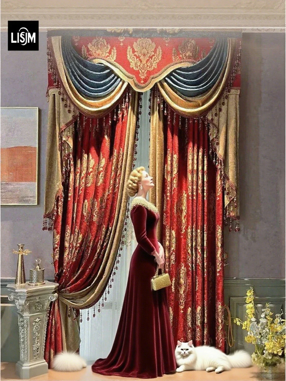 Luxury Embroidery Curtains for Living Room Bedroom Dining Retro Palace Style Banquet Hall Grace Thicken Custom Size Decoration