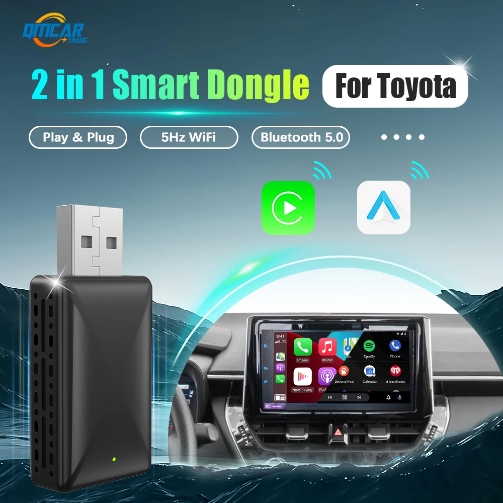 Android Auto Wireless Carplay Adapter 2in1 Smart Dongle Play&Plug For Toyota Aygo Avalon Camry C‑HR Sienna Prius GR Supra Yaris