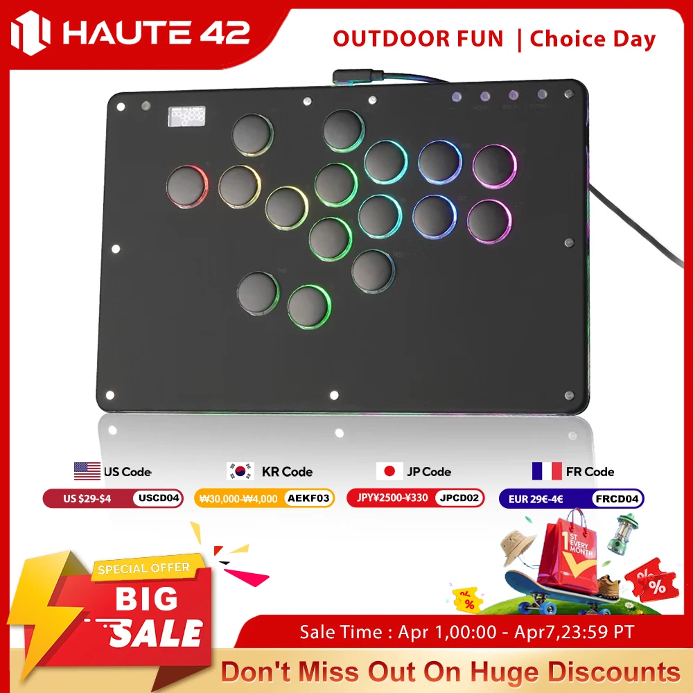 

Haute42 Arcade Joystick Hitbox Leverless Arcade Controller For PC/ PS4/PS5 Hitbox fightstick Leverless Arcade Stick Controller