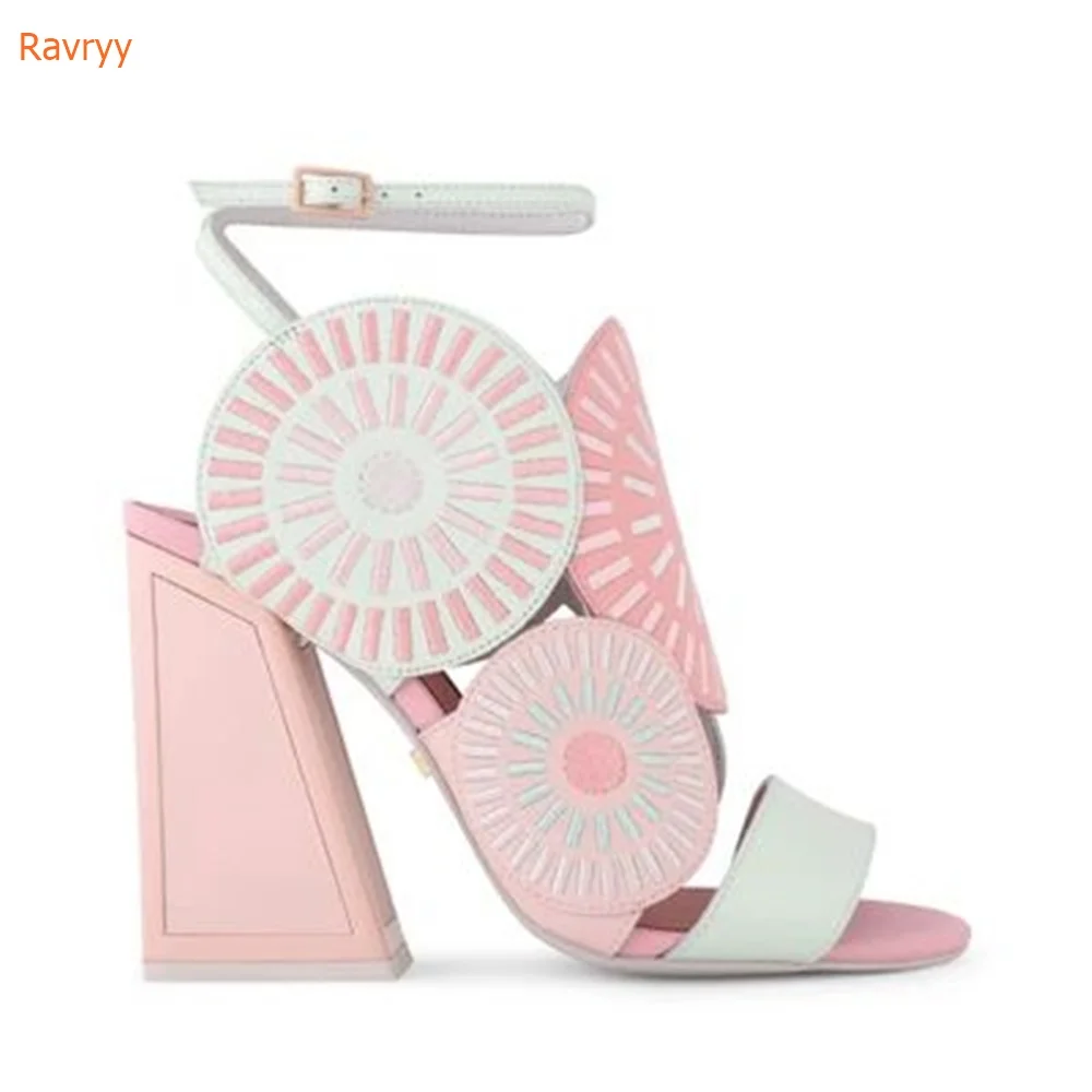 Women Sandals Mixed Colors Fashion Textile Upper Shoes Summer Unique Style Strange Style High Heels Rome Sandals