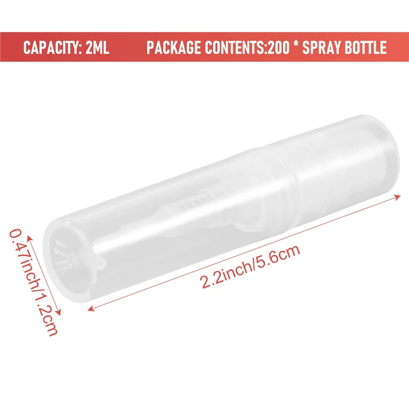 A39M 200 ピース/ロット 2 ミリリットル透明プラスチックスプレーボトル小型化粧品包装アトマイザー香水ボトル噴霧スプレー液体 Cont