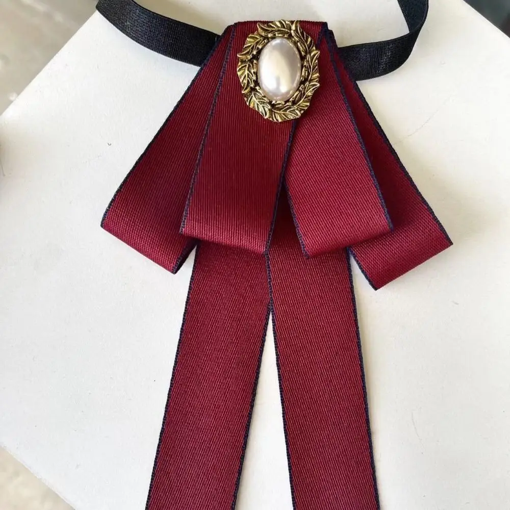 Collar de mujer de aleación de moda flores poliéster estilo universitario pajarita cinta broche decoración del cuello