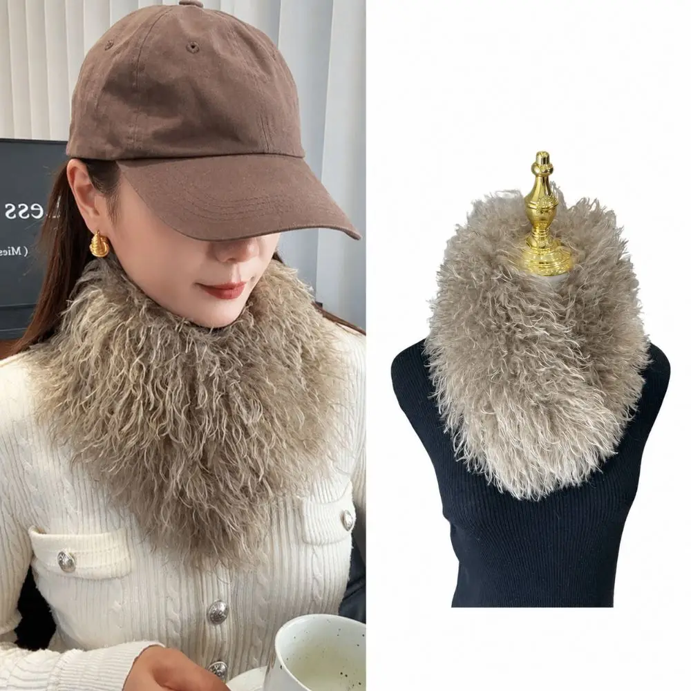 Cute Winter Warm Faux Fur Collar Scarf Magnetic Attraction Windproof Neck Warmer Fluffy Soft Scarf for Women for Home Office