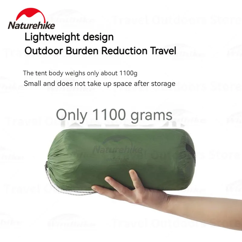 Imagem -03 - Naturehike Ultralight Triângulo Tenda Pirâmide Tenda a Tower Canopy Nylon Floresta Verde Mochila Viagem ao ar Livre Camping 1.1kg 1p