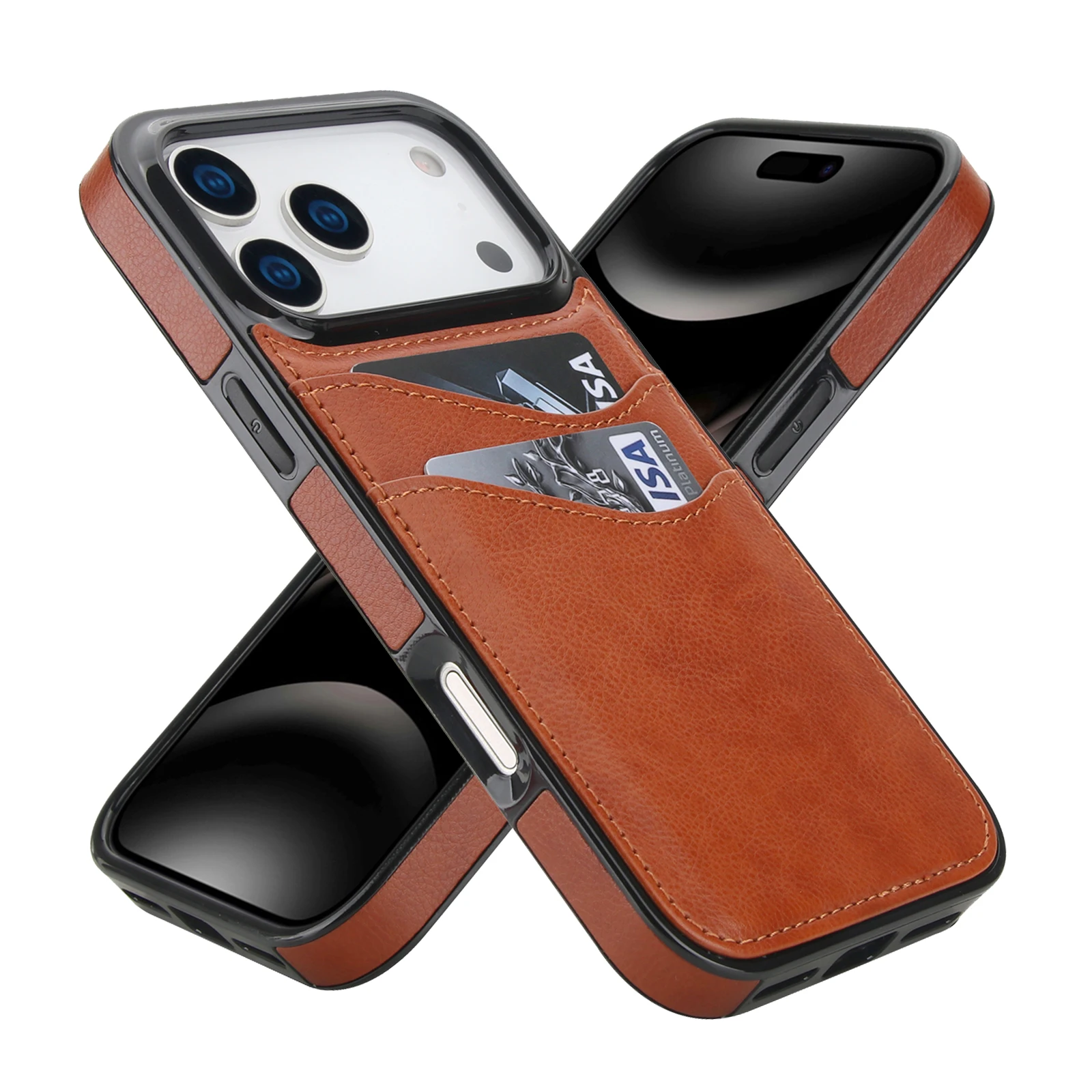 Luxuriöse vertikale Kartensteckplatz-Leder-Geldbörsen-Telefonhülle für iPhone 17 Pro Max 16 Plus 15 14 13 12 11 stoßfeste Tasche Anti-Drop-Abdeckung