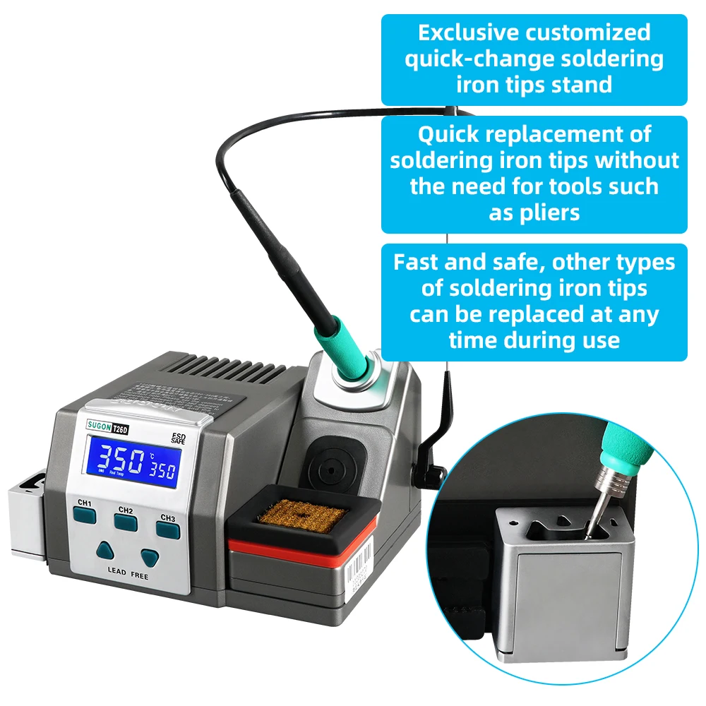 SUGON T26D Soldering Station 2S Heating Fast Rework Station For Original C210 Soldering Iron Tip Lead-free Welding Station