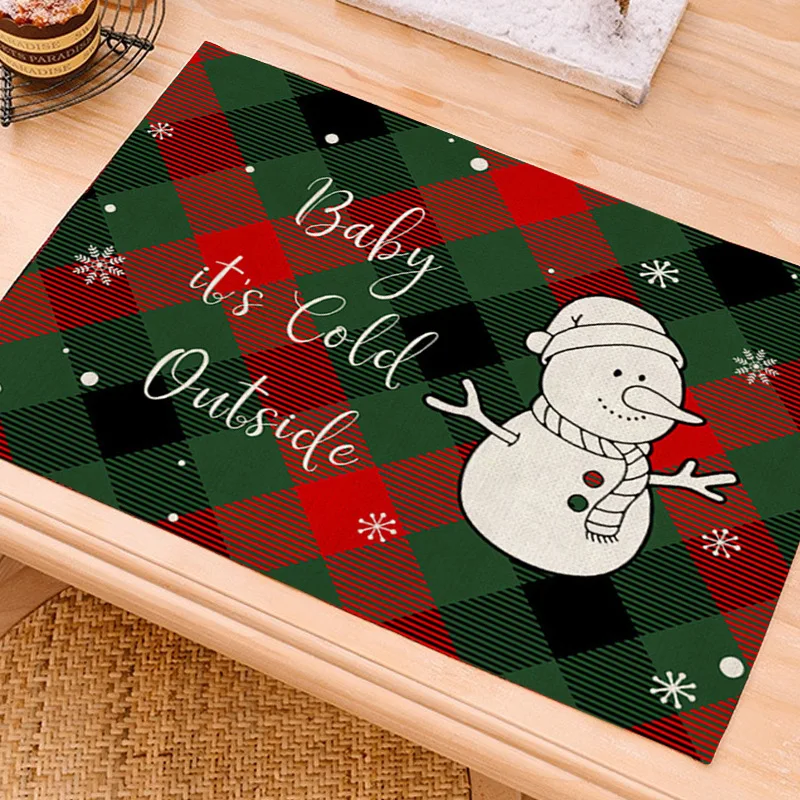 Cross-border Christmas Printed Table Mats Simple Home Tablecloth Placemats Christmas Decorations