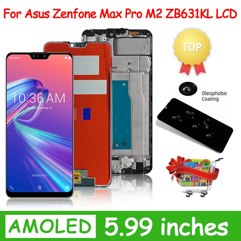 6.26“OEM For Asus Zenfone Max Pro (M2) ZB631KL LCD X01BDA  Display Touch Screen with Frame Digitizer Assembly ZB631KL Display