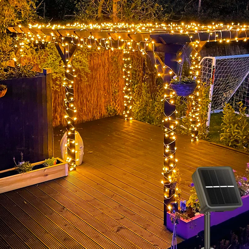 Imagem -05 - Solar Cordas Fairy Lights Modos Twinkle 400 Led 105 Pés Impermeável Jardim ao ar Livre Decorações de Natal 4packs