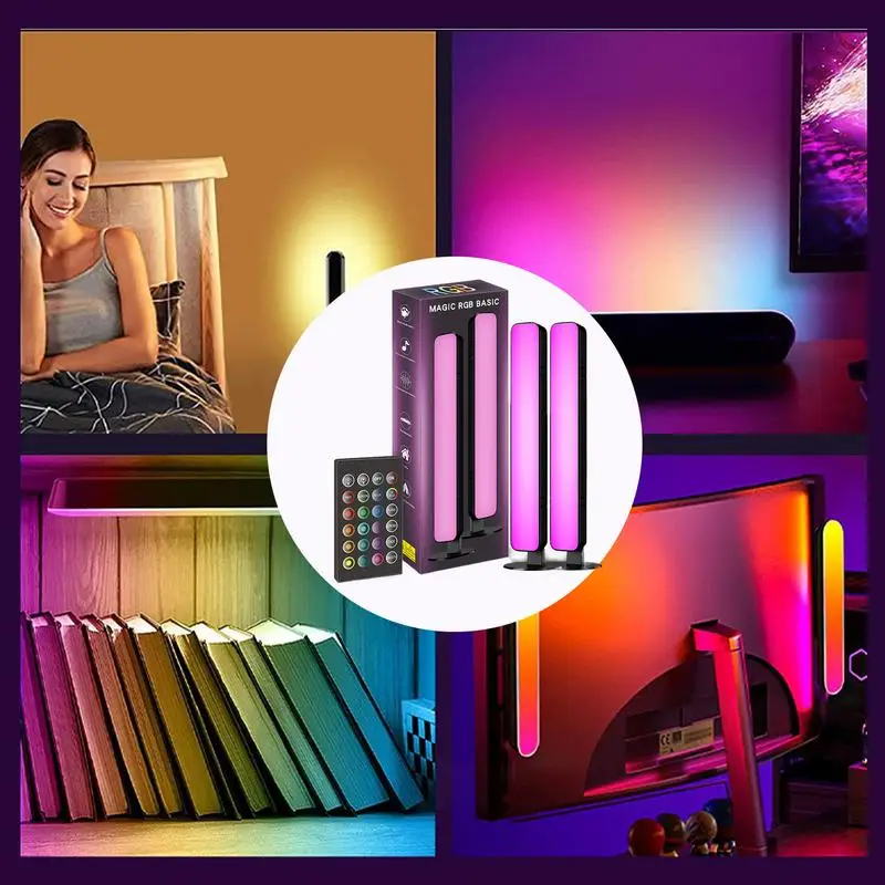 Game Desk Lights Remote Control Mood Lamp Remote Control Color Changing Music RGB Ambient Lighting For PC Room Monitor Desk