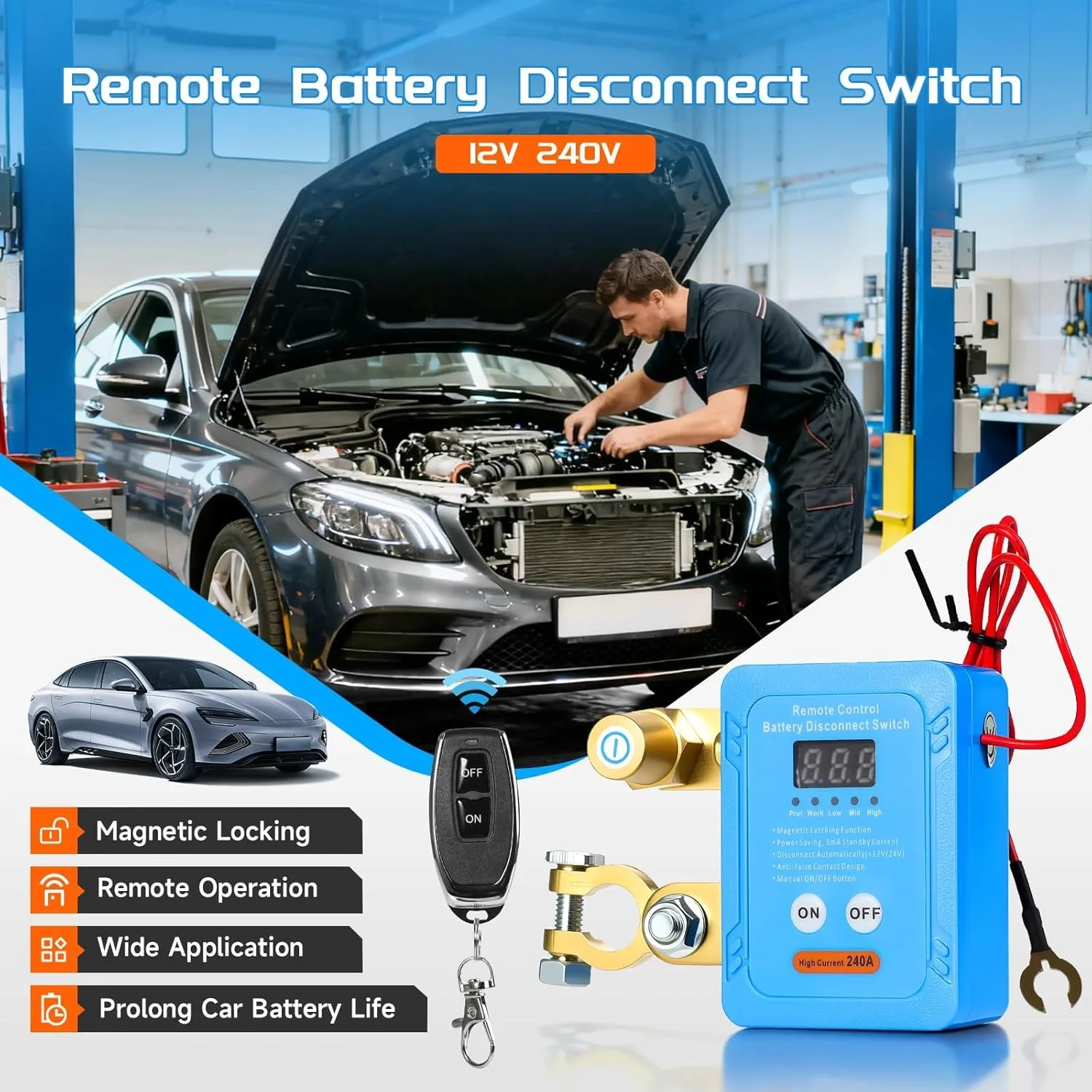 

12V Automobile Battery Disconnect Switch Power-off Switch Leakage Intelligent Breaker With Remote Control Manual For Car Truck