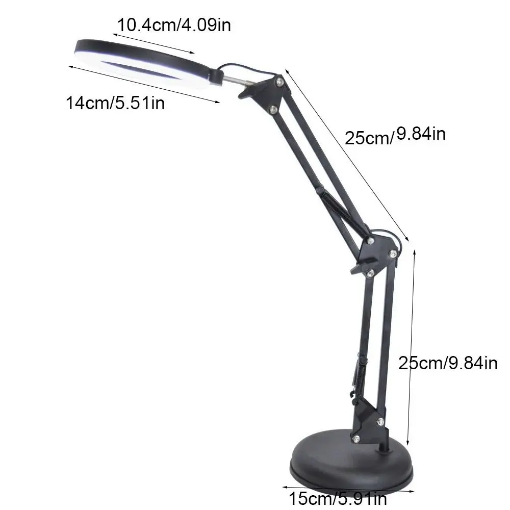 المحمولة سطح المكتب المعدني LED مصباح الذراع الطويلة للطي القراءة مصباح 10 أوضاع يعتم قابل للتعديل حماية العين مصباح المنزل