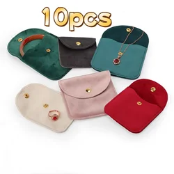 10 Pcs Jewelry Organizer Velvet Bag Necklace Ring Bracelet Protection Pouch Green Blue Pink Beige  Soft Pocket Jewellery Bag