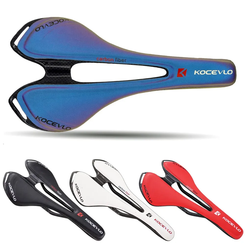 KOCEVLO Carbon Saddle T800 Carbonfiber+Leather Fiber Ultralight Road Bicycle MTB Bike Saddle Seat