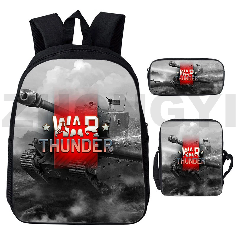 New Game World of Tanks 3D Backpacks 12/16 Inch Fashion Canvas College Kindergarten Bookbag War Thunder Large Capacity Men Bags