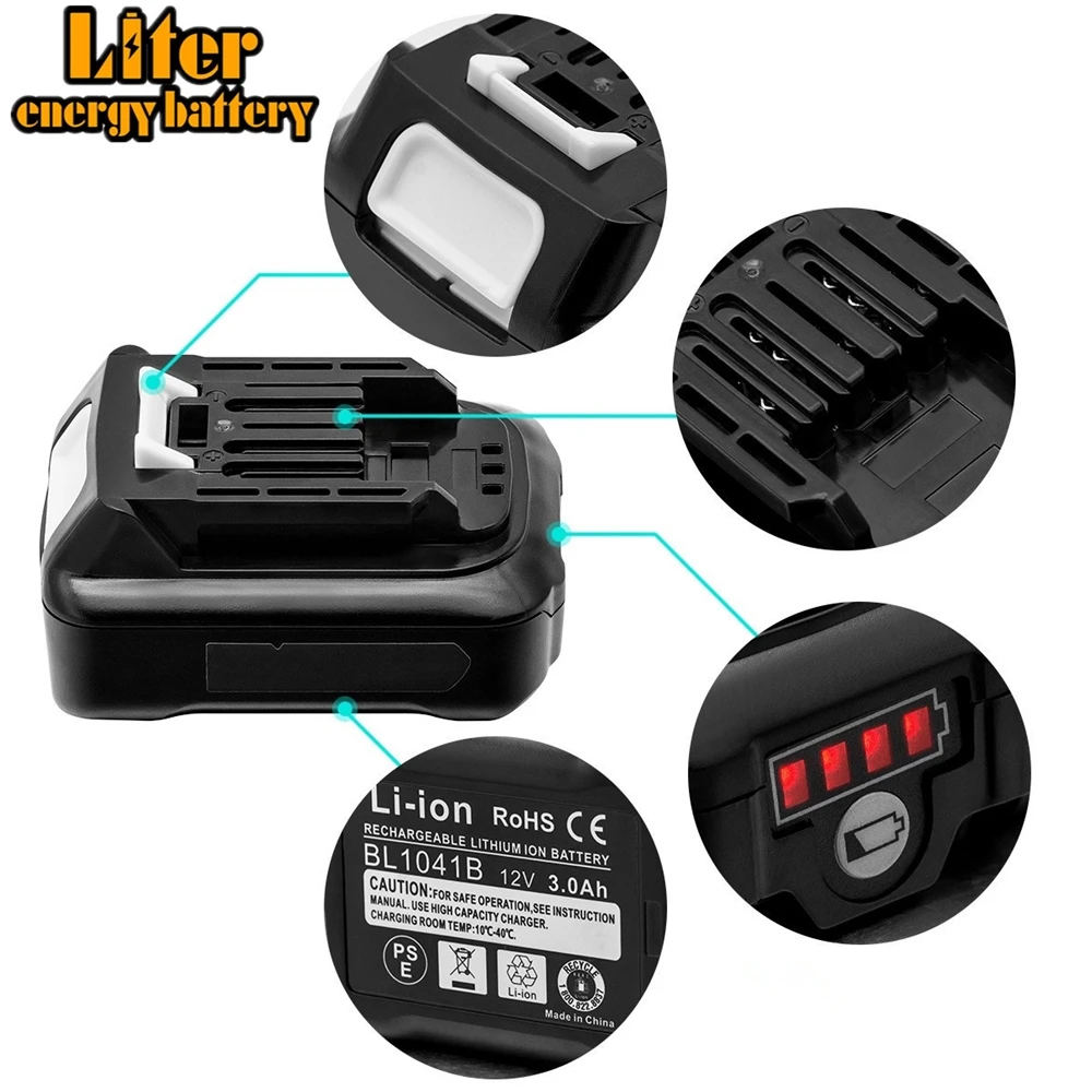 Bộ Pin Công Cụ Điện Dự Phòng Phần Pin BL1040 BL1041 BL1041B BL1020B 12V 3.0Ah 4.0Ah 5.0Ah Lithium Pin Cho Pin