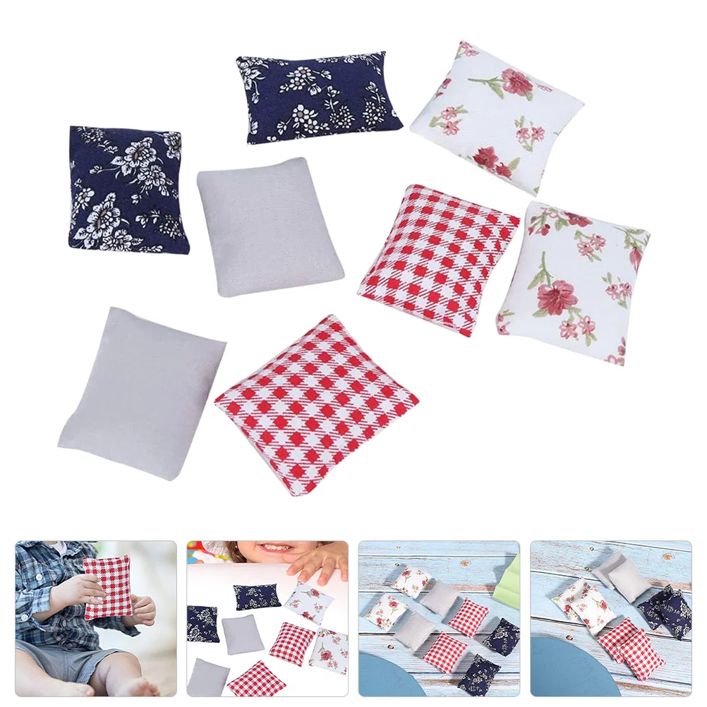 8 Pcs Accessories Fake Pillow Wear-resistant Bed Pillows House Adorable Mini Decor Cloth Compact Decorate