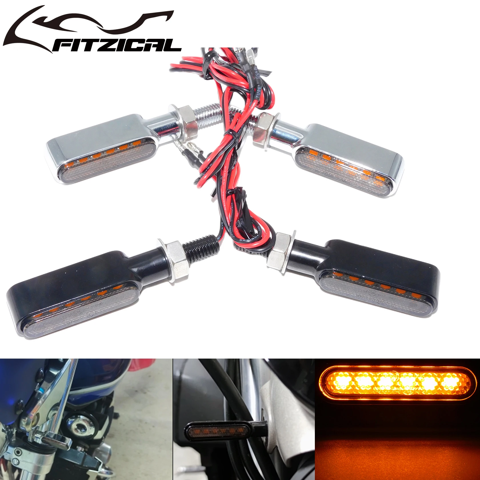 

Motorcycle 6 Led Mini Indicators Turn Signal Light Flowing Amber Lamp For Harley Sportster Softail Slim FL Touring Street Glide