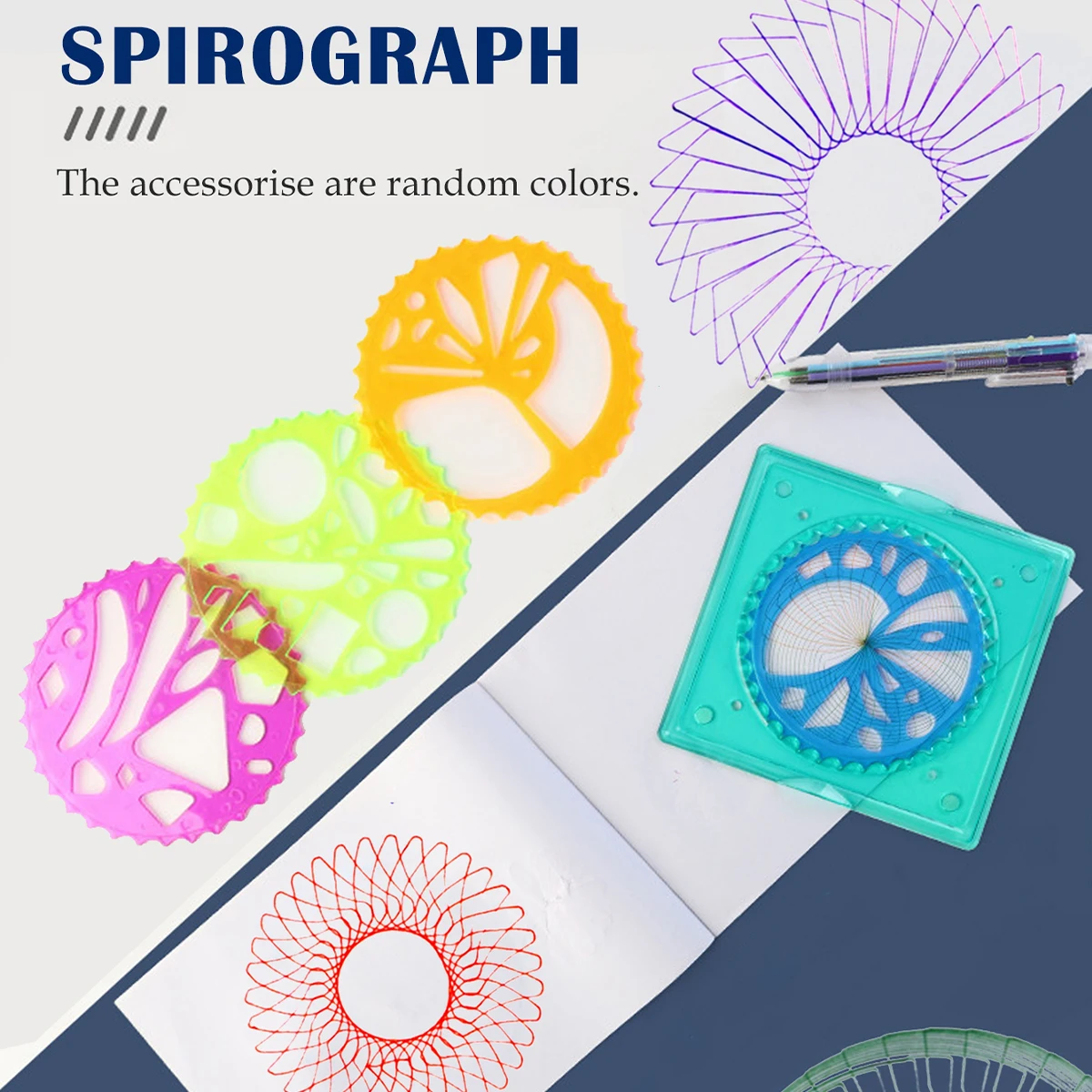 Spirograph Set, Fun Shapes Drawing Art Set Classic Gear Design Drawing Set Toys For Kids 8+ Some Parts are Sent Random