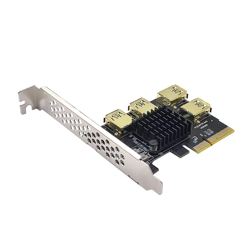 Adaptador PCI-E a PCIE, tarjeta elevadora de 1 a 4 ranura pci-express, 1x To16x, USB3.0, extensor de tarjeta vertical, convertidor PCIe para minería BTC