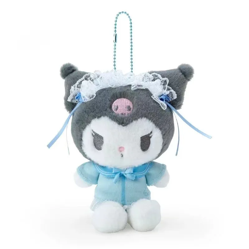 ชุดยูนิฟอร์มนางฟ้าสาวใช้ลาย SANRIO Kuromi Cinnamoroll พวงกุญแจตุ๊กตาขนฟูชุดของขวัญสำหรับเด็กผู้หญิงพวงกุญแจห้อยกระเป๋า Hello Kitty