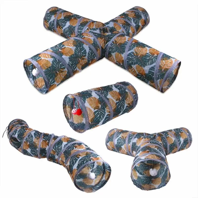 Cat Channel Cat Tunnel Tube Foldable Printing Polyester Pet Accessories Pet Training Interactivetoy Rabbit Animal Play Tubes