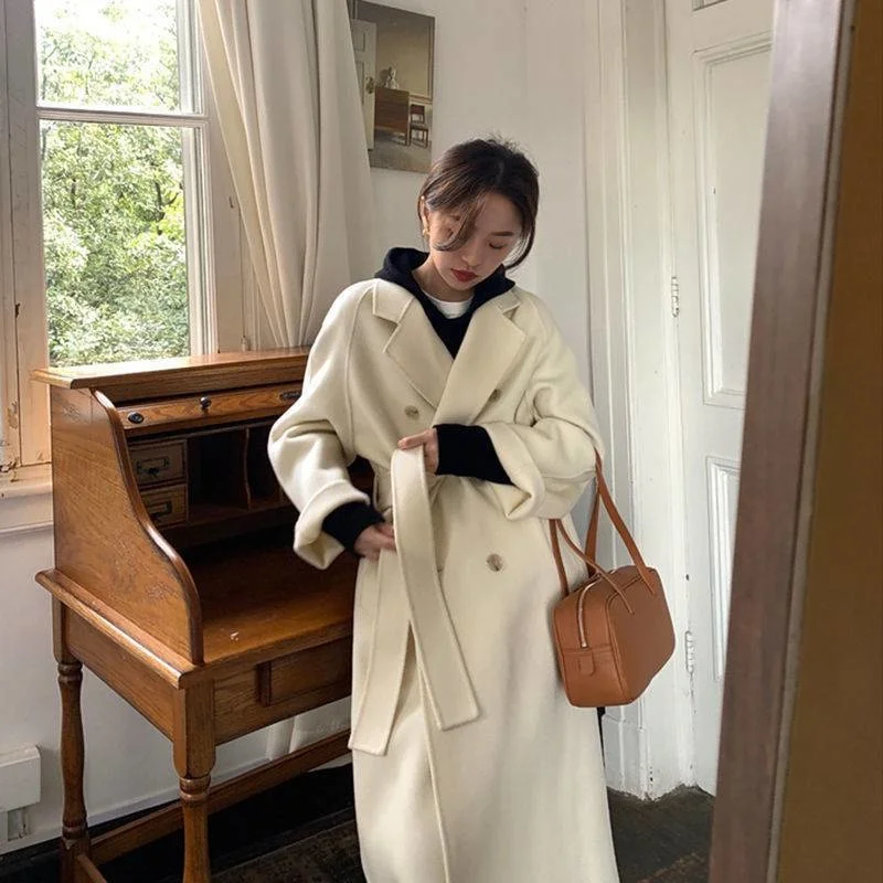 2023 Autumn And Winter Women\'s New Fashion Sense Hepburn Mid-length British Style High-end Gentle Suit Collar Woolen Coat